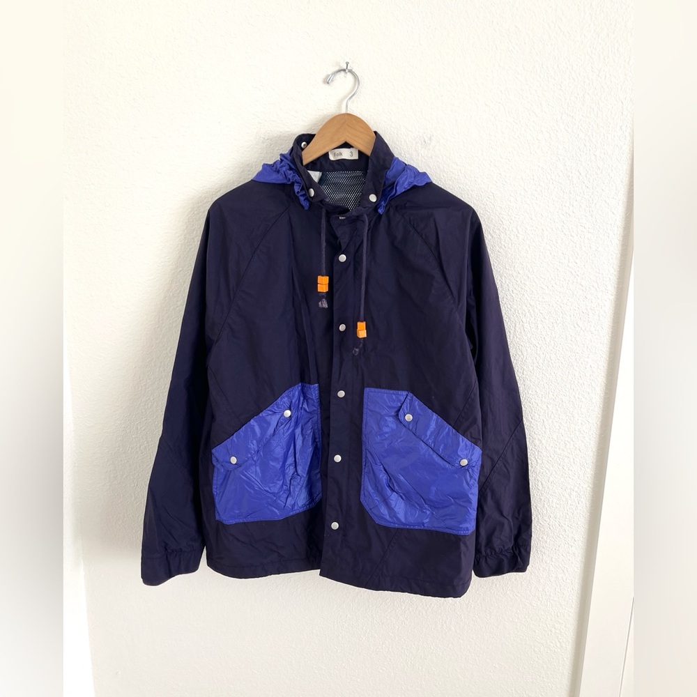 FOLK purple nylon hooded windbreaker jacket / men's M